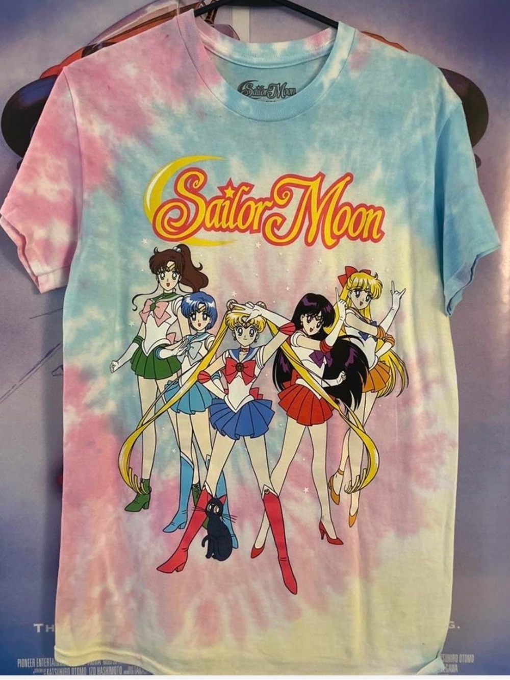 Sailor Moon Tie-Dye Tee in Pastel Blue Pink womens or men’s size small